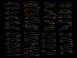 d'or Couleur ruban éléments. or contour moderne Facile rubans collection. plat bannière ruban pour décoratif conception. rubans, bannières, insignes, Étiquettes conception éléments. vecteur