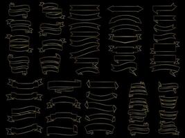 d'or Couleur ruban éléments. or contour moderne Facile rubans collection. plat bannière ruban pour décoratif conception. rubans, bannières, insignes, Étiquettes conception éléments. vecteur
