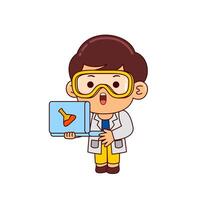 personnage de dessin animé mignon garçon scientifique vecteur