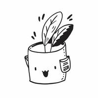 monochromatique illustration de une fruit plante dans une verres pot vecteur