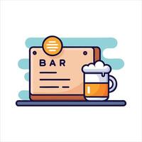 élégant bar signe avec Bière agresser icône illustration vecteur