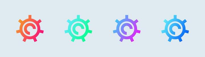 système ligne icône dans pente couleurs. configuration panneaux illustration. vecteur