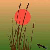 Contexte de Facile la nature éléments Soleil roseau grenouille vecteur