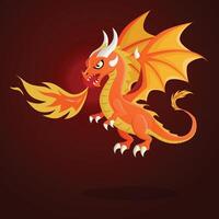 mignonne Feu dragon dessin animé illustration conception pour décorer Fée conte vecteur