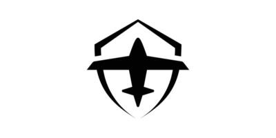 Créatif logo conception pour avion sécurité, aviation, protection, sûr, bouclier, logo conception modèle icône, , Créatif idée. vecteur