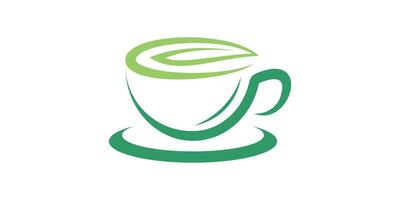 logo conception combinaison de tasse forme avec thé feuilles, boire, frais, vert thé, logo conception modèle, symbole, icône, , Créatif idée. vecteur