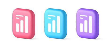 bar graphique affaires en cours d'analyse bouton diagramme profit le progrès Stock marché Statistiques 3d icône vecteur