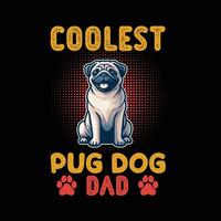 le plus cool carlin chien papa typographie t chemise conception vecteur