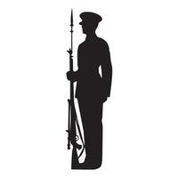 une silhouette de une soldat permanent à attention en portant une cérémonial illustration vecteur