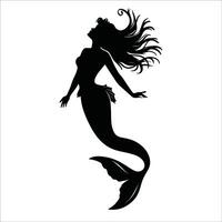 Sirène silhouette gracieusement nager par le océan vecteur