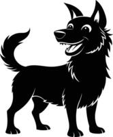 noir et blanc silhouette de une content chien vecteur