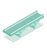 isométrique contour pont. illustration. route icône. Urbain Infrastructure. Autoroute pont. vecteur