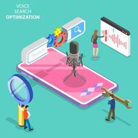 isométrique plat concept de voix chercher optimisation, voix commandes, référencement. vecteur