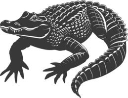 silhouette alligator animal noir Couleur seulement plein corps vecteur