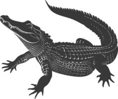 silhouette alligator animal noir Couleur seulement plein corps vecteur