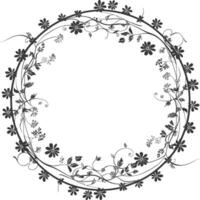 floral rond ligne cadres mariage invitation élément noir Couleur seulement vecteur
