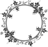 floral rond ligne cadres mariage invitation élément noir Couleur seulement vecteur