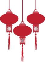 asiatique chinois traditionnel lanterne rouge Couleur seulement vecteur