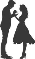 silhouette mariage proposition par couple noir Couleur seulement vecteur