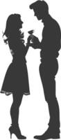 silhouette mariage proposition par couple noir Couleur seulement vecteur