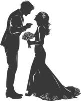 silhouette mariage proposition par couple noir Couleur seulement vecteur