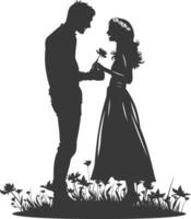 silhouette mariage proposition par couple noir Couleur seulement vecteur