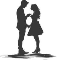 silhouette mariage proposition par couple noir Couleur seulement vecteur