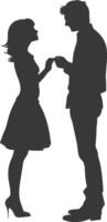 silhouette mariage proposition par couple noir Couleur seulement vecteur