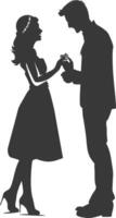 silhouette mariage proposition par couple noir Couleur seulement vecteur