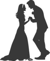 silhouette mariage proposition par couple noir Couleur seulement vecteur