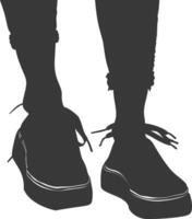 silhouette femme plat des chaussures noir Couleur seulement vecteur
