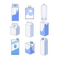 Lait boîte ensemble dessin animé illustration vecteur