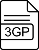 3gp fichier format ligne icône vecteur