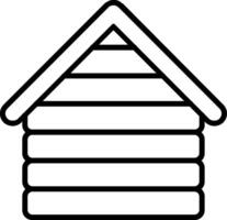 icône de ligne de maison en bois vecteur