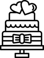 icône de ligne de gâteau de mariage vecteur