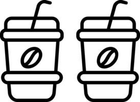 icône de ligne de tasses à café vecteur