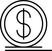 icône de ligne de pièce de monnaie dollar vecteur