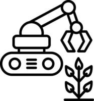 icône de ligne de robot agricole vecteur