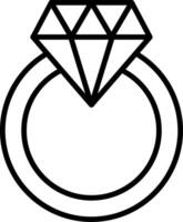 icône de ligne de bague en diamant vecteur