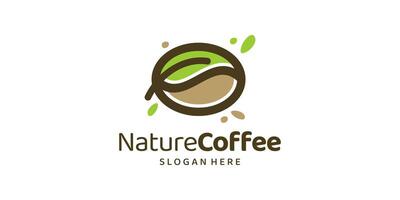 Naturel café logo conception modèle. feuille logo avec café des haricots logo conception graphique . symbole, icône, créatif. vecteur
