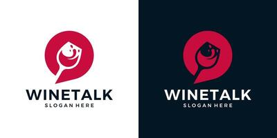 en ligne du vin logo conception modèle. du vin verre avec bavarder bulle graphique conception . symbole, icône, créatif. vecteur