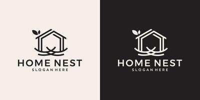 maison bâtiment logo conception modèle avec nid conception graphique illustration. symbole, icône, créatif. vecteur