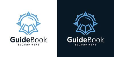 boussole logo conception modèle avec une guider livre graphique conception illustration. icône, symbole, créatif. vecteur