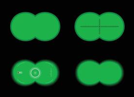 ensemble de jumelles vue avec vert filtrer, haute technologie optique binoculaire objectif vue et Zoom Cadre illustration vecteur