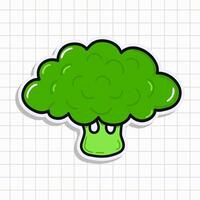 mignonne marrant brocoli autocollant. main tiré dessin animé kawaii personnage illustration icône. isolé sur Contexte. brocoli carte personnage concept vecteur