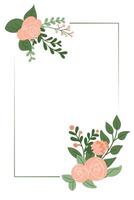 floral verticale salutation carte dans plat Facile style dans des gamins pastel couleurs. moderne modèle pour mariage, anniversaire et anniversaire numérique carte ou bannière. main tiré fleurs des illustrations isolé vecteur