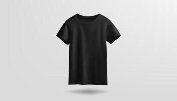 une 3d maquette présente une Vide T-shirt dans noir, isolé contre une blanc arrière-plan, adapté pour divers conceptions. idéal pour mettant en valeur vêtements pour tous les deux Masculin et femelle porteurs. vecteur