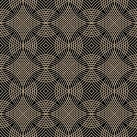 une luxueux sans couture modèle dans noir et or, avec cercles fleuri géométrique formes et élégant lignes. parfait pour textile, emballage papier, ou Contexte conceptions. vecteur