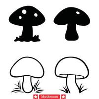 mystique forêt mélodie captivant champignon silhouettes pour visuel délices vecteur