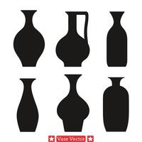 Zen vase ensemble tranquille silhouettes pour serein ambiance vecteur